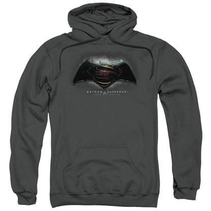 Batman V Superman Logo Mens Hoodie Charcoal