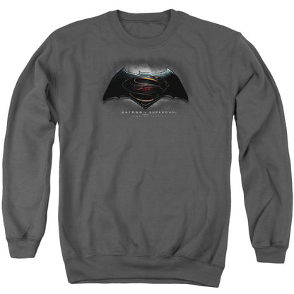 Batman V Superman Logo Mens Crewneck Sweatshirt Charcoal Officially Licensed