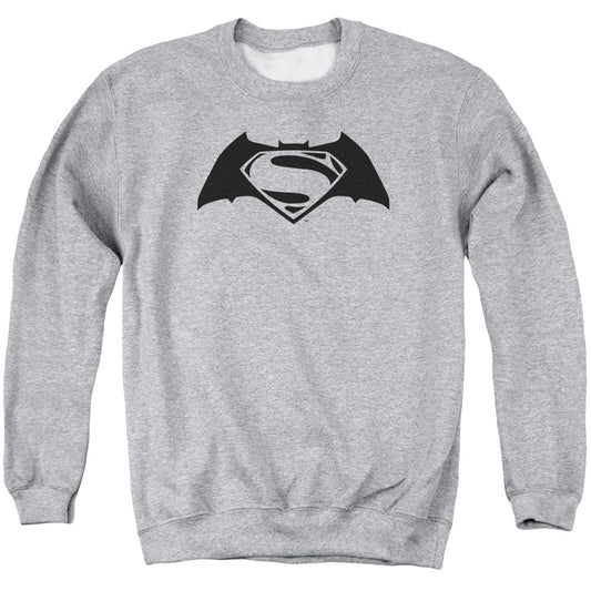 Batman V Superman Simple Logo Mens Crewneck Sweatshirt Athletic Heather Officially Licensed