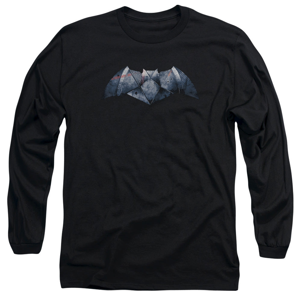 Batman V Superman Plated Bat Logo Mens Long Sleeve Shirt Black