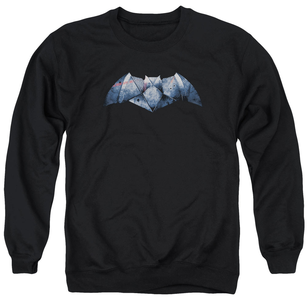 Batman V Superman Plated Bat Logo Mens Crewneck Sweatshirt Black Officially Licensed