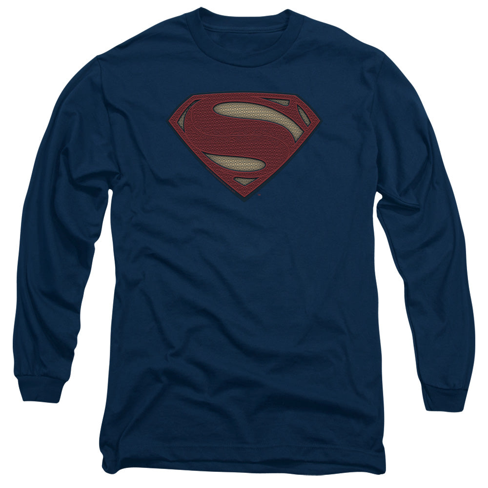 Batman V Superman Super Movie Logo Mens Long Sleeve Shirt Navy