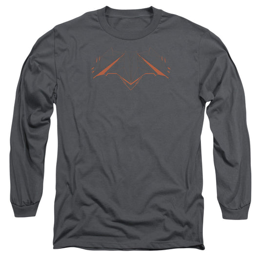 Batman V Superman Tech Bat Logo Mens Long Sleeve Shirt Charcoal