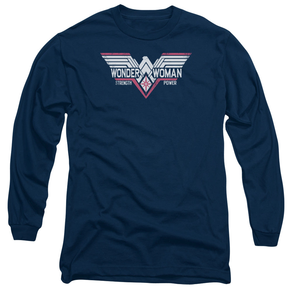 Batman V Superman Thunder Logo Mens Long Sleeve Shirt Navy