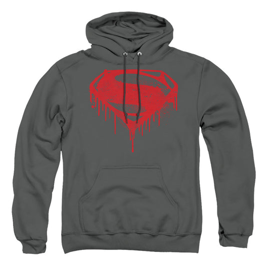 Batman V Superman Splattered Mens Hoodie Charcoal
