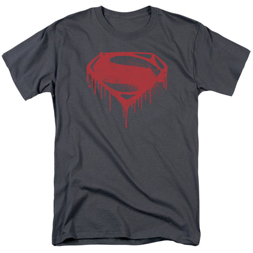 Batman V Superman Splattered Mens T Shirt Charcoal