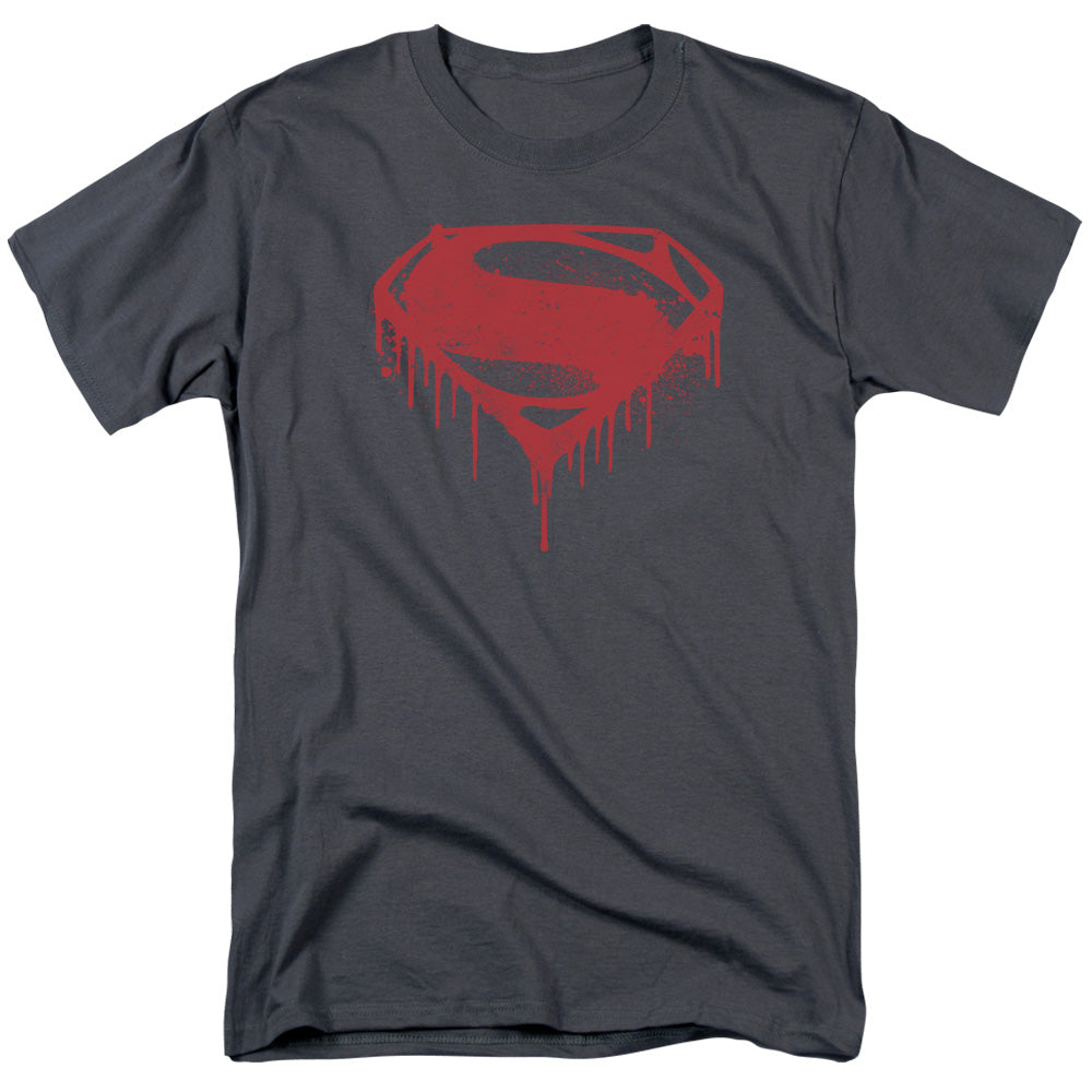 Batman V Superman Splattered Mens T Shirt Charcoal