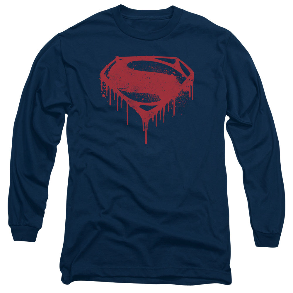 Batman V Superman Splattered Mens Long Sleeve Shirt Navy