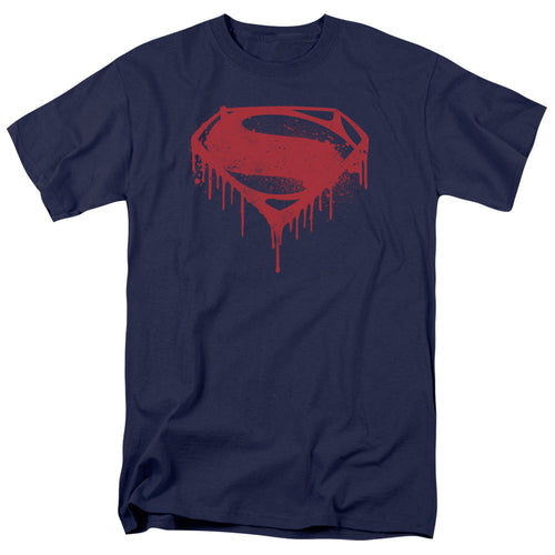 Batman V Superman Splattered Mens T Shirt Navy