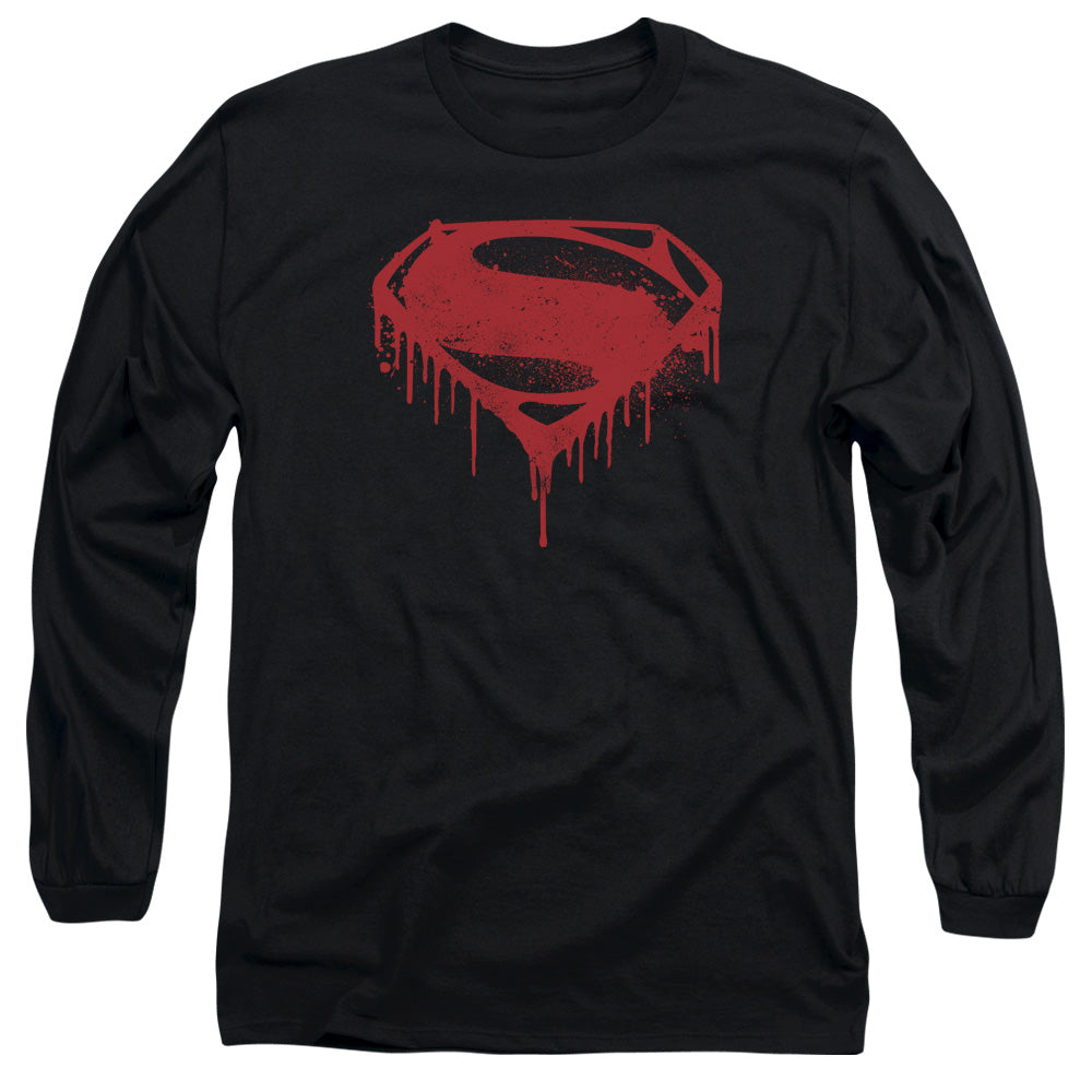 Batman V Superman Splattered Mens Long Sleeve Shirt Black