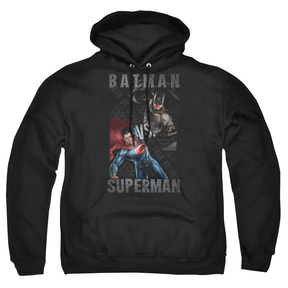 Batman Vs Superman Hero Split Mens Hoodie Black