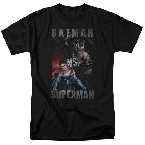 Batman Vs Superman Hero Split Mens T Shirt Black
