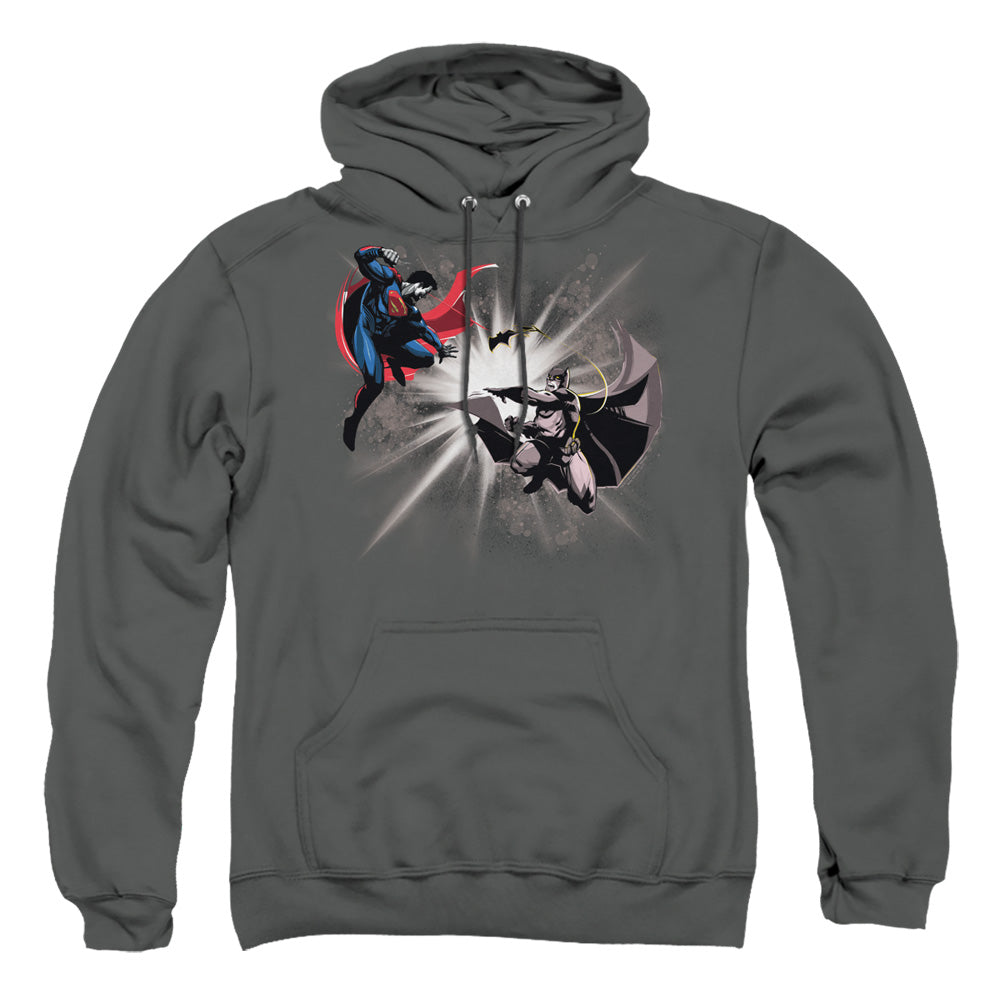 Batman V Superman Fight Burst Mens Hoodie Charcoal