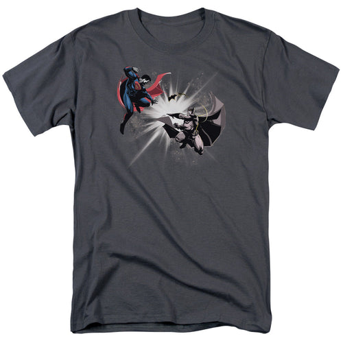 Batman V Superman Fight Burst Mens T Shirt Charcoal