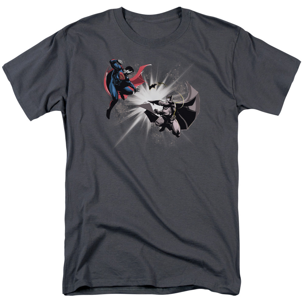 Batman V Superman Fight Burst Mens T Shirt Charcoal