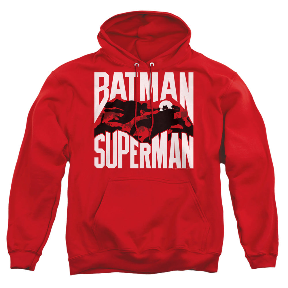 Batman Vs Superman Silhouette Fight Mens Hoodie Red