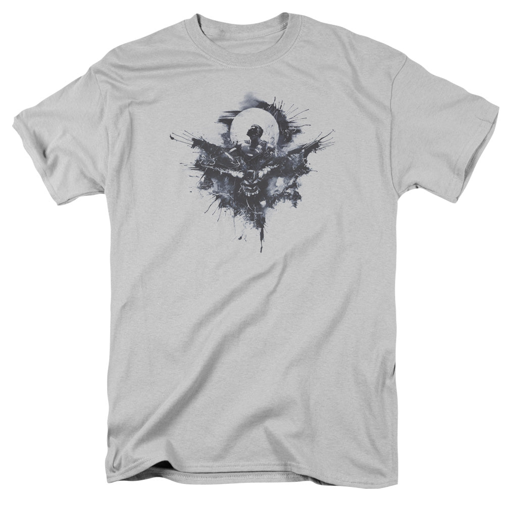 Batman V Superman Splatter Mens T Shirt Silver