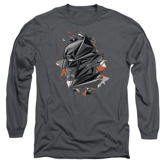 Batman V Superman Bat Head Tech Mens Long Sleeve Shirt Charcoal