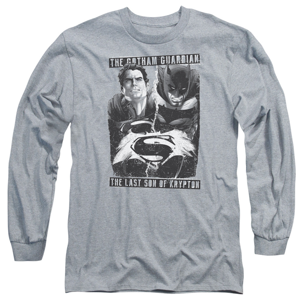 Batman V Superman Guardian V Son Mens Long Sleeve Shirt Athletic Heather