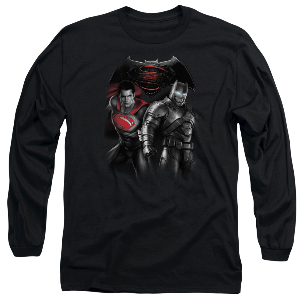 Batman V Superman Stand Off Mens Long Sleeve Shirt Black