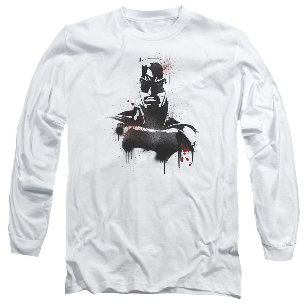 Batman V Superman Batman Spray Mens Long Sleeve Shirt White