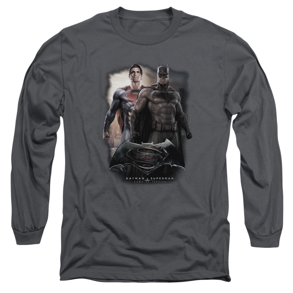 Batman Vs Superman Dawn Mens Long Sleeve Shirt Charcoal