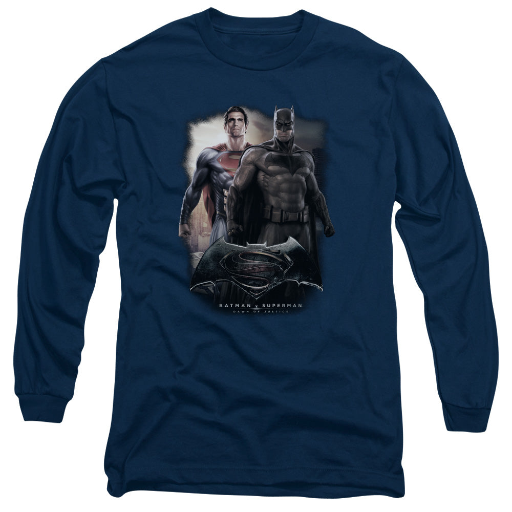 Batman Vs Superman Dawn Mens Long Sleeve Shirt Navy