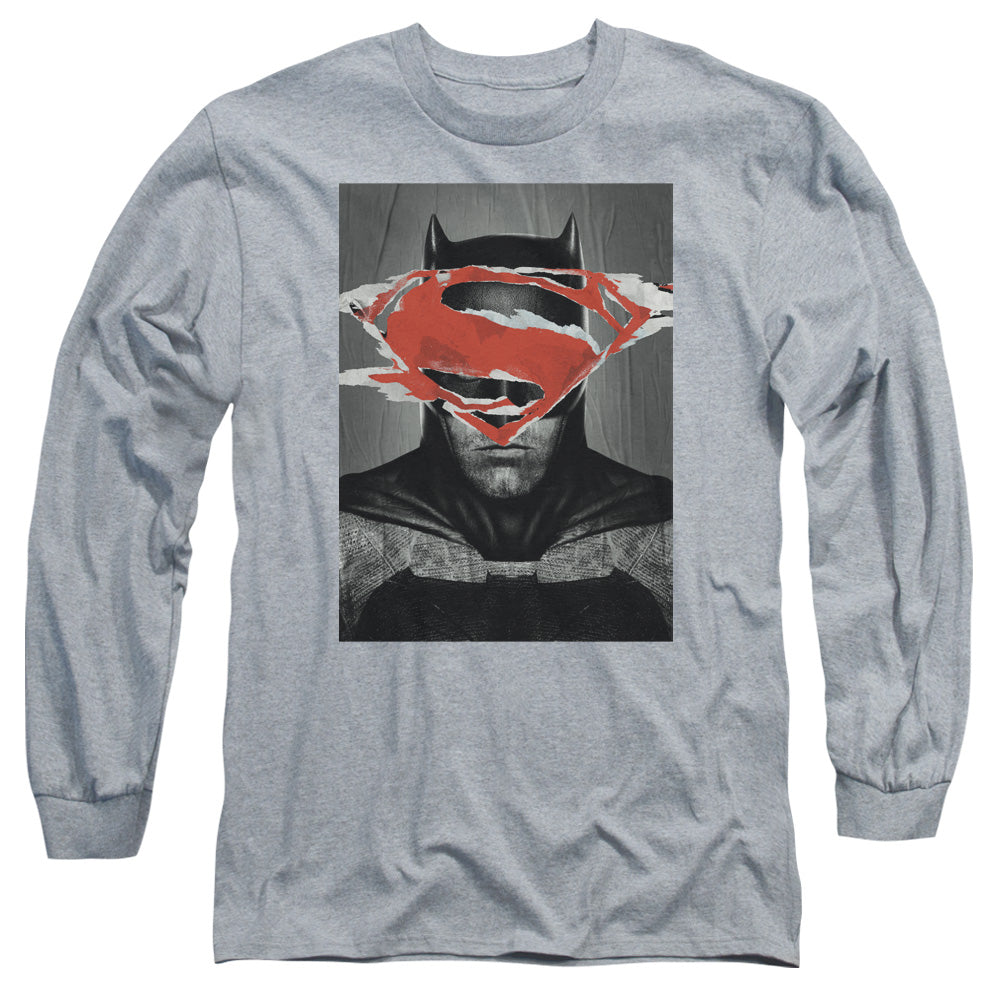Batman Vs Superman Batman Poster Mens Long Sleeve Shirt Athletic Heather