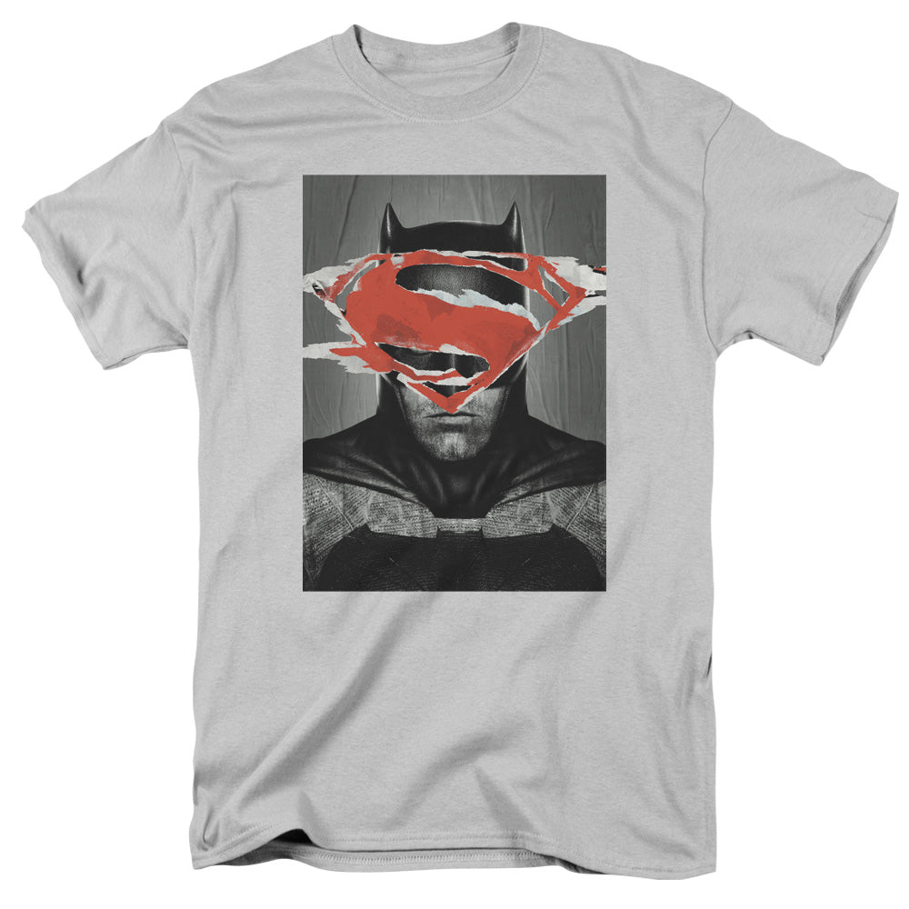 Batman Vs Superman Batman Poster Mens T Shirt Silver