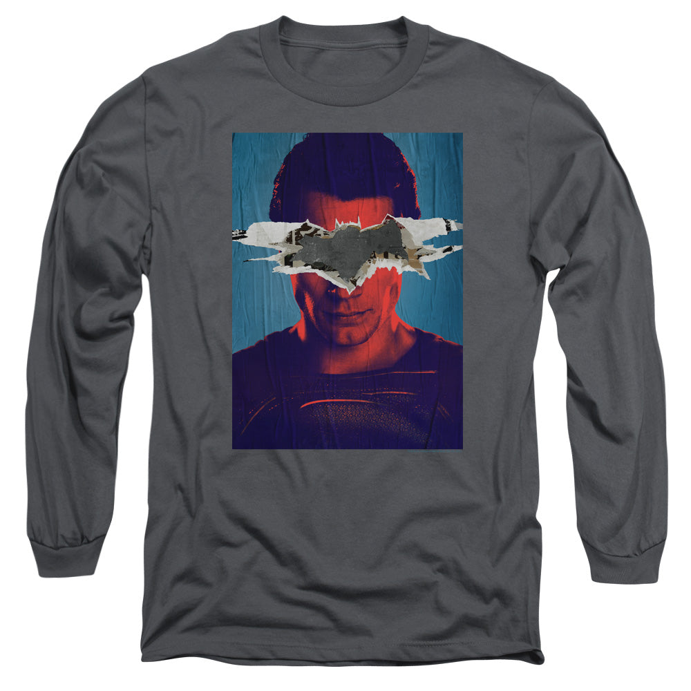 Batman Vs Superman Superman Poster Mens Long Sleeve Shirt Charcoal