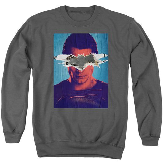Batman Vs Superman Superman Poster Mens Crewneck Sweatshirt Charcoal Officially Licensed