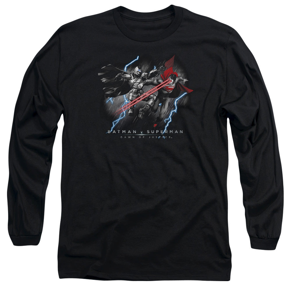 Batman V Superman Lightniing V Heat Vision Mens Long Sleeve Shirt Black