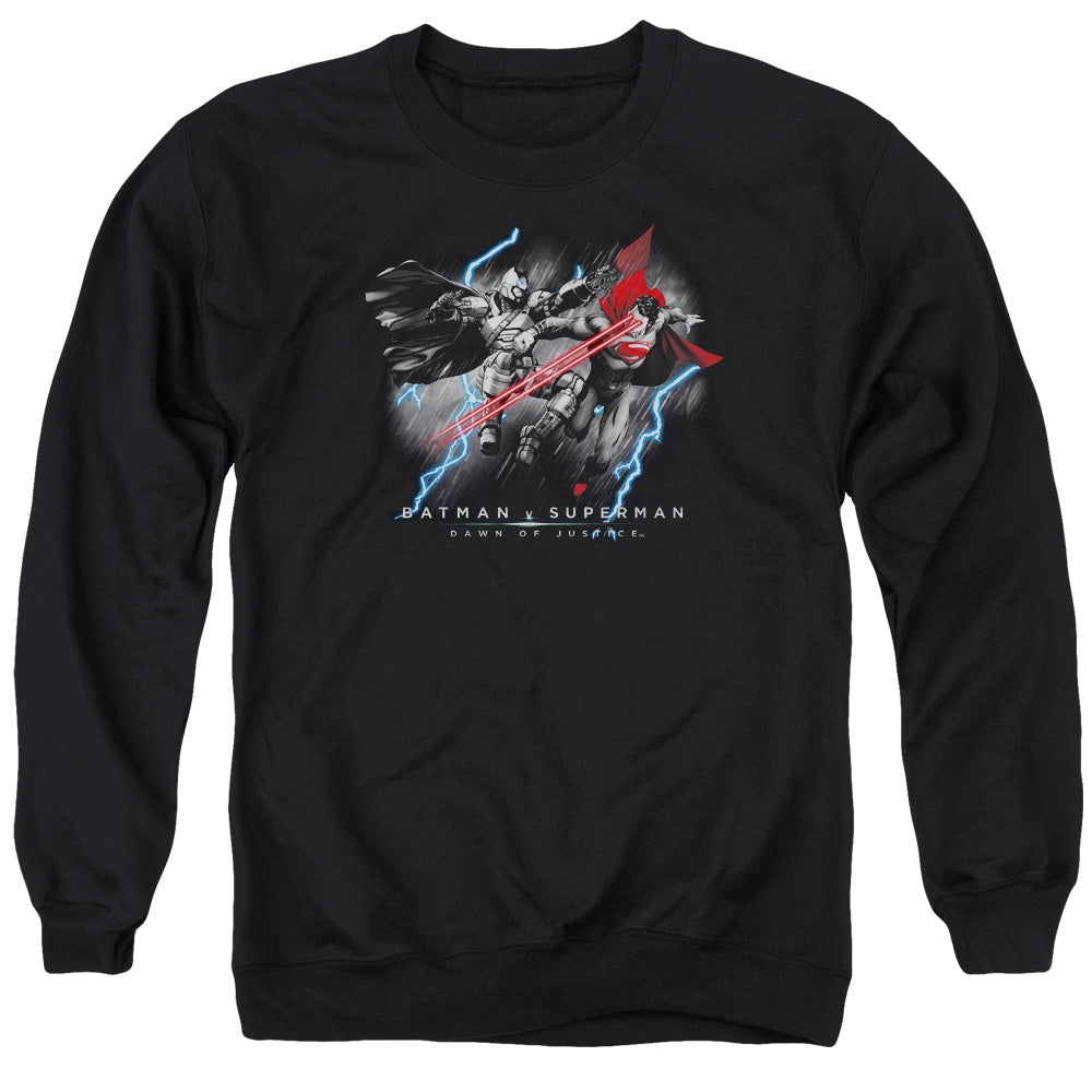 Batman V Superman Lightniing V Heat Vision Mens Crewneck Sweatshirt Black Officially Licensed