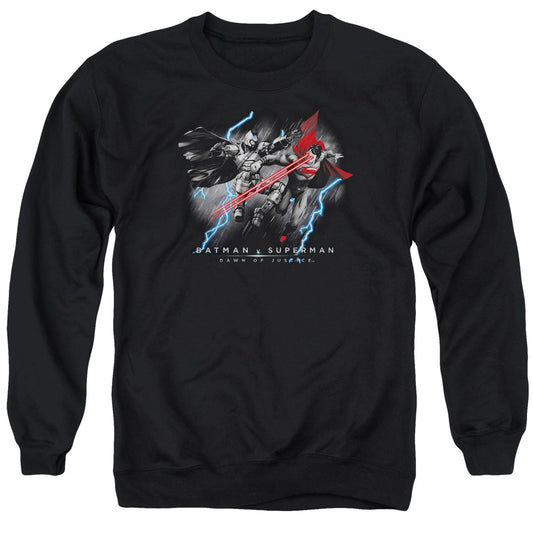 Batman V Superman Lightniing V Heat Vision Mens Crewneck Sweatshirt Black Officially Licensed