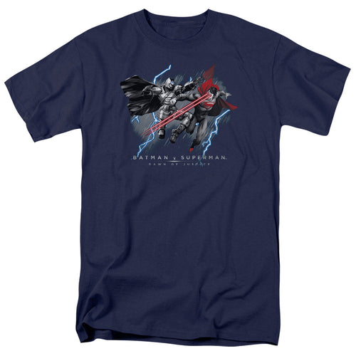 Batman V Superman Lightniing V Heat Vision Mens T Shirt Navy