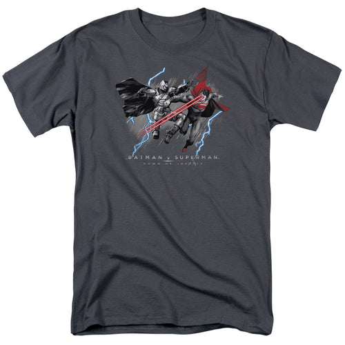 Batman V Superman Lightniing V Heat Vision Mens T Shirt Charcoal