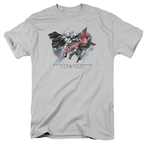 Batman V Superman Lightniing V Heat Vision Mens T Shirt Silver