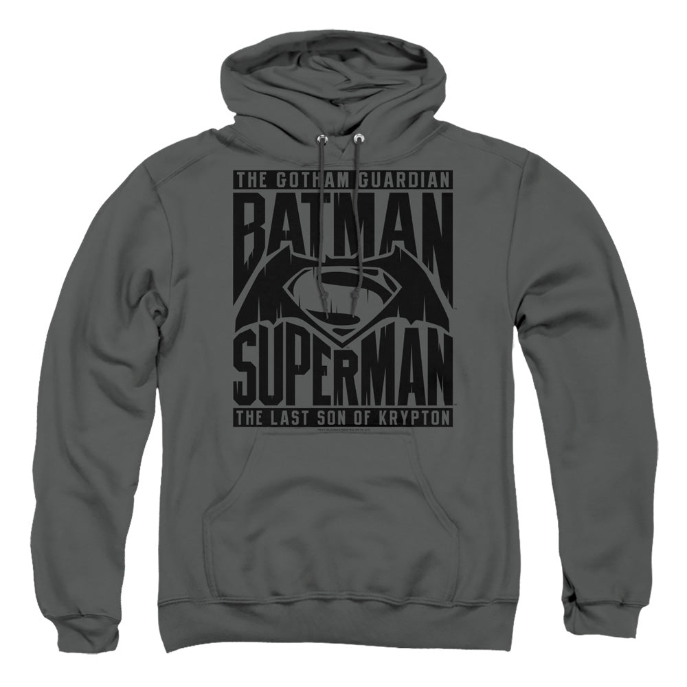 Batman V Superman Title Fight Mens Hoodie Charcoal