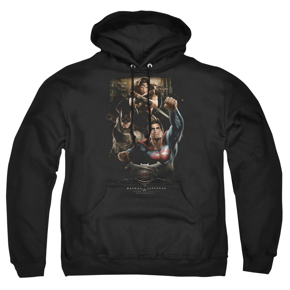 Batman V Superman Three In Action Mens Hoodie Black