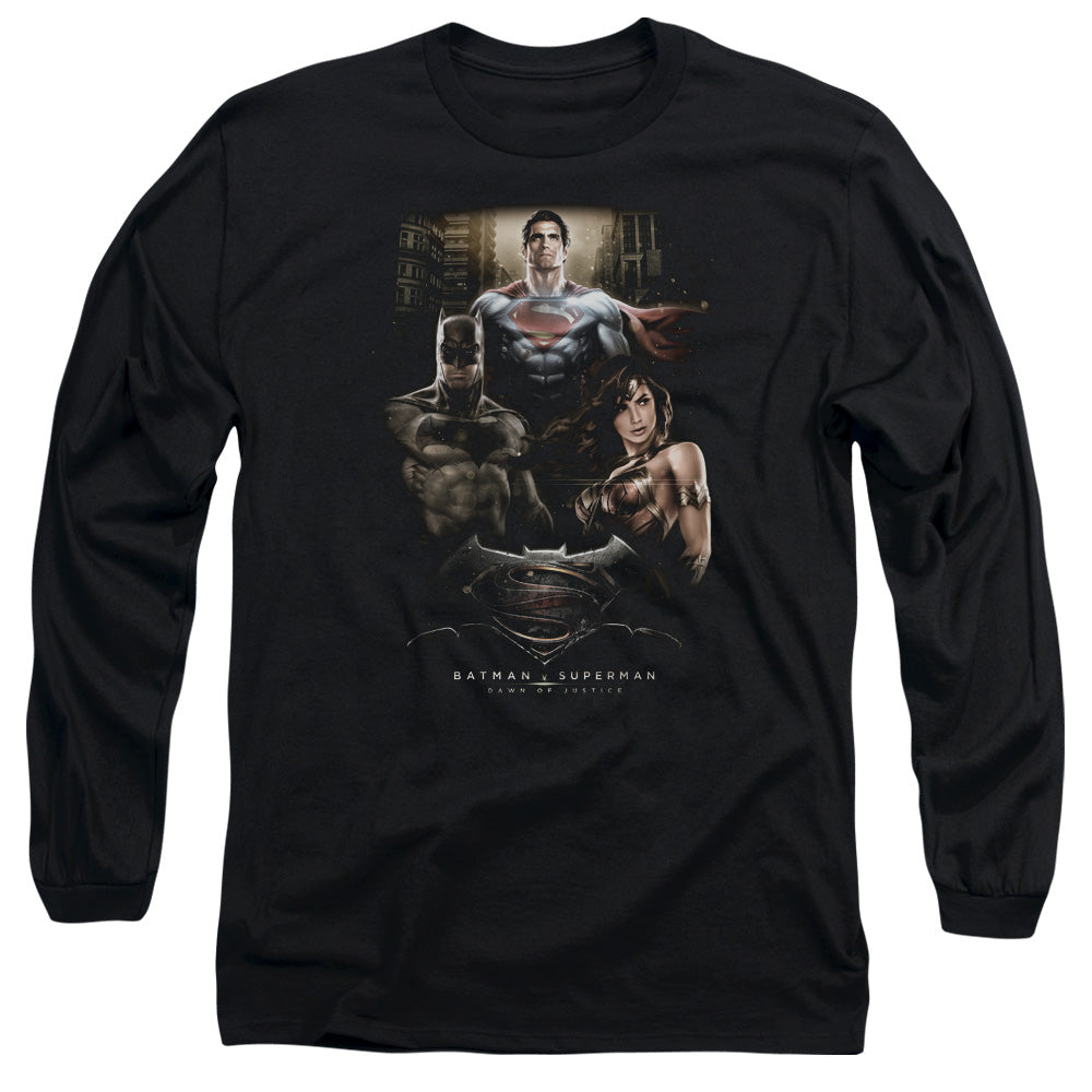 Batman V Superman Thre Three Mens Long Sleeve Shirt Black