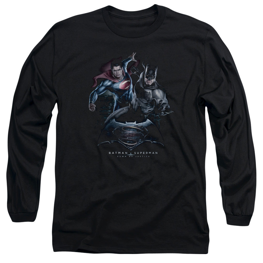 Batman V Superman Team Up Mens Long Sleeve Shirt Black