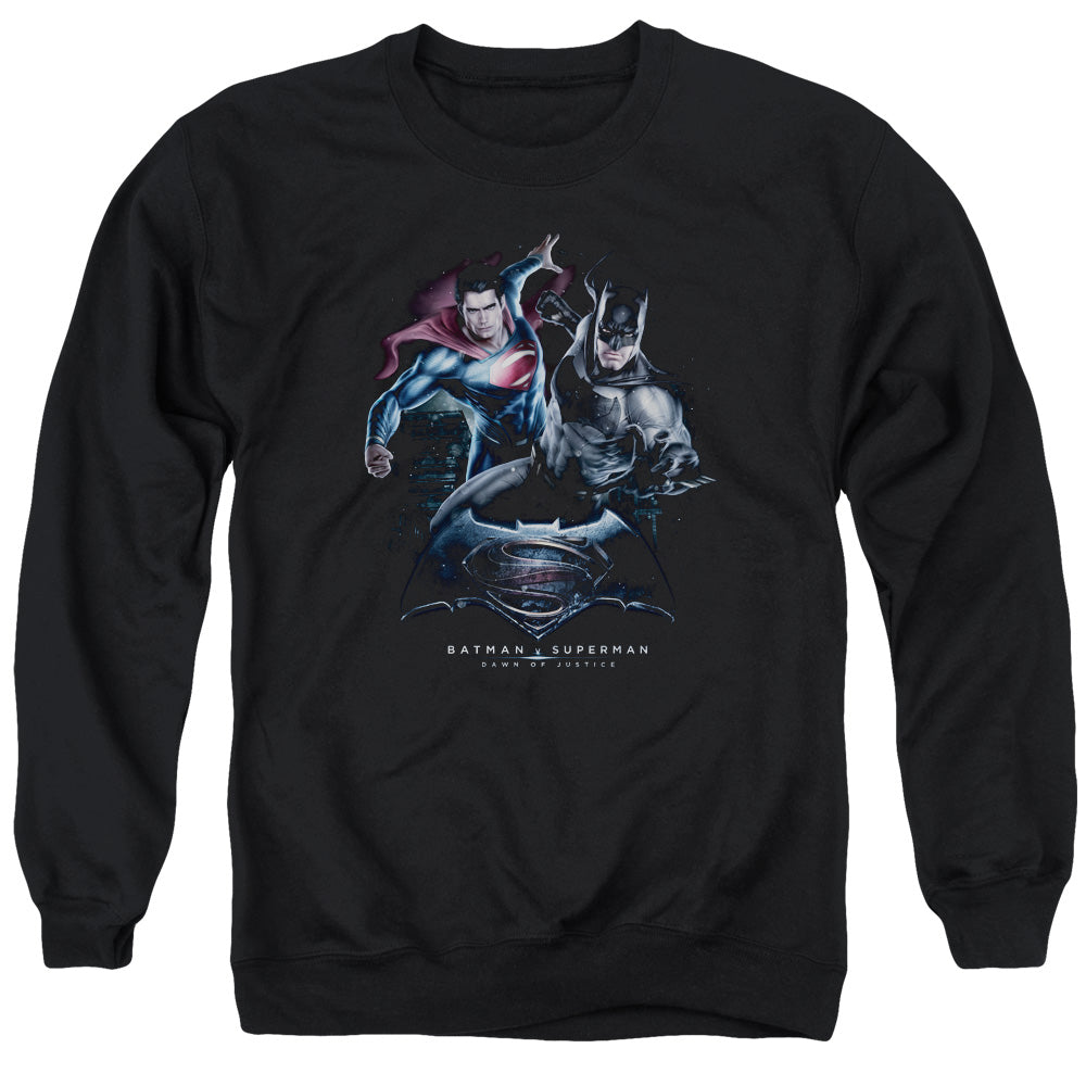 Batman V Superman Team Up Mens Crewneck Sweatshirt Black Officially Licensed