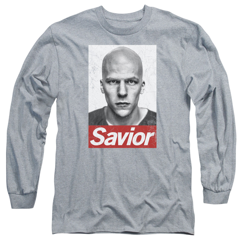 Batman V Superman Savior Mens Long Sleeve Shirt Athletic Heather