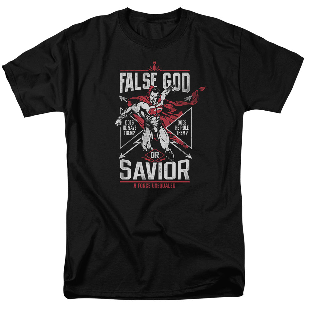 Batman V Superman False God Or Savior Mens T Shirt Black