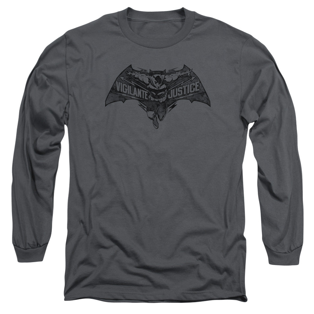 Batman V Superman Vigilante Justice Mens Long Sleeve Shirt Charcoal