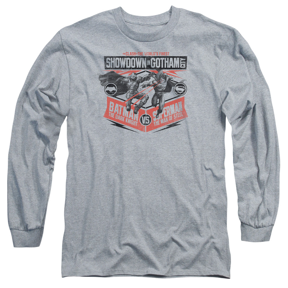 Batman V Superman Showdown In Gotham Mens Long Sleeve Shirt Athletic Heather