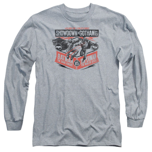 Batman V Superman Showdown In Gotham Mens Long Sleeve Shirt Athletic Heather