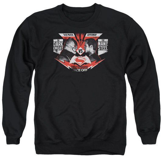 Batman V Superman Ultimate Face Off Mens Crewneck Sweatshirt Black Officially Licensed