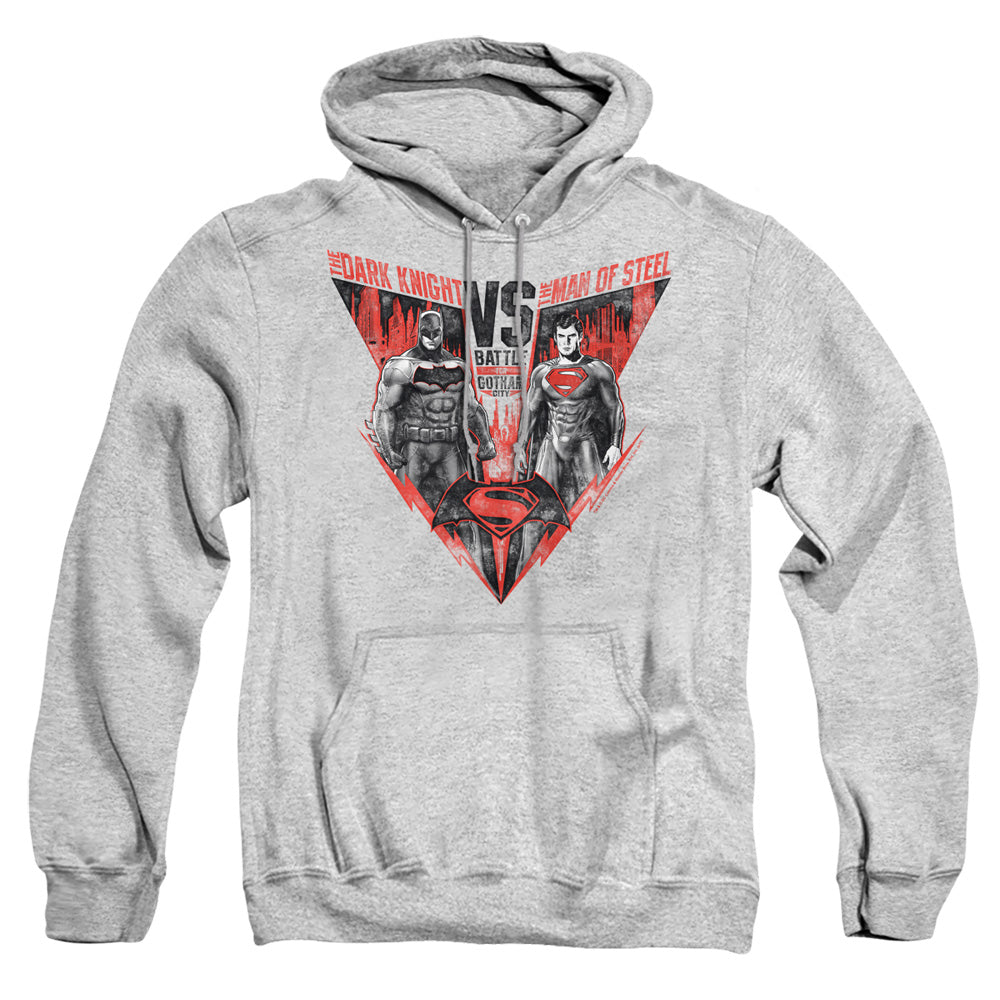 Batman V Superman Batlle For Gotham Mens Hoodie Athletic Heather