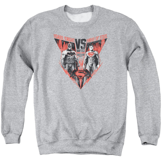 Batman V Superman Batlle For Gotham Mens Crewneck Sweatshirt Athletic Heather Officially Licensed